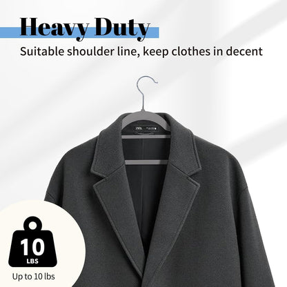 Smartor Grey Velvet Hangers - 20 Pack Heavy-Duty Non-Slip Clothes Hangers with Tie Bar & Shoulder Notches