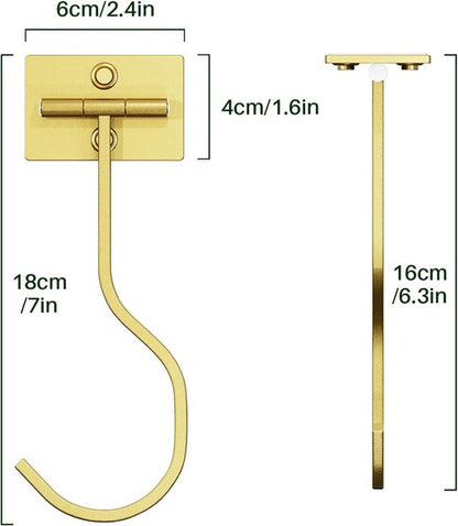 Bussdis Banana Hook - 2-Pack Foldable Metal Hanger | Space-Saving Under Cabinet Holder in Gold