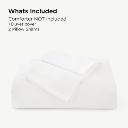 Bedsure Bamboo Duvet Cover Set - Lightweight & Silky Queen Size Comforter Cover for Hot Sleepers | Pure White
