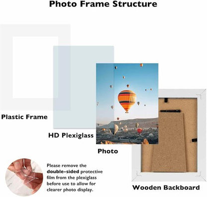 JCJMY 3x4 Picture Frame - Black Tabletop & Wall Display with Shatter-Resistant Plexiglass