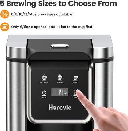 Single Serve Coffee Maker - K-Cup & Grounds, Hot/Iced Brew, 50oz Reservoir, Stainless Steel, Black