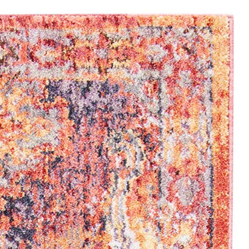 SAFAVIEH Bristol Collection Runner Rug - 2'3" x 8', Rust & Lavender, Boho Chic Distressed Design, Non-Shedding & Easy Care, Ideal for High Traffic Areas in Living Room, Bedroom (BTL340R)