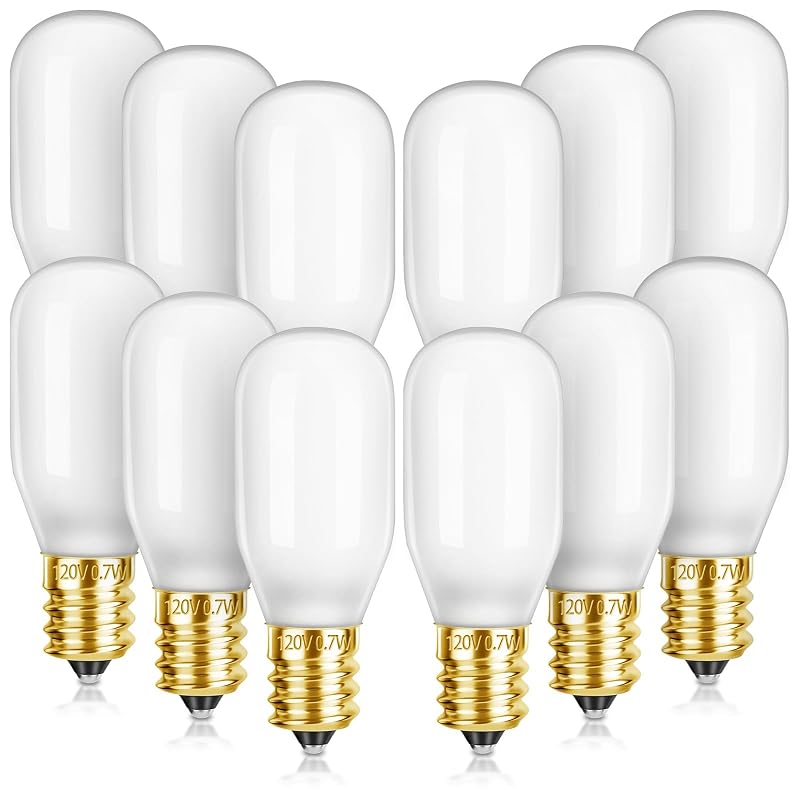 12Pcs Christmas Village Light Bulbs with E12 Base, T20 LED 2700K 110V Gold Sockets (Variation: 12 Gold)