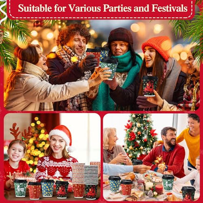 Christmas Coffee Cups with Lids 12 oz Ripple Wall Warm - 100 Pack