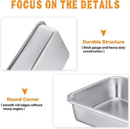 P&P CHEF Lasagna Pan - Heavy Duty Stainless Steel Baking Sheet | Oven & Dishwasher Safe, 12.7" L x 3.2" H