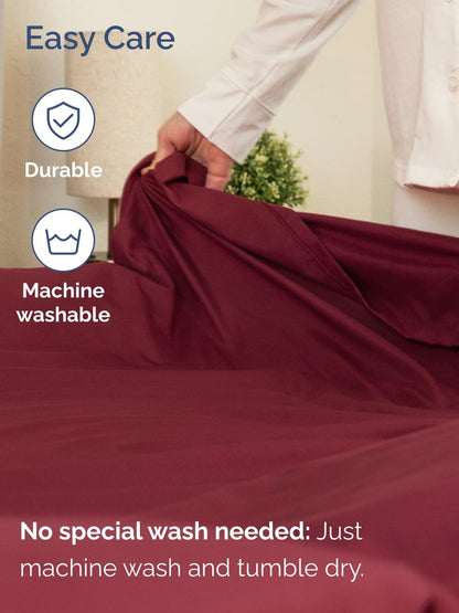 Skiennix Extra Deep King Sheet Set - 6 Piece Breathable Cooling Bedding - Soft, Wrinkle-Free, Burgundy