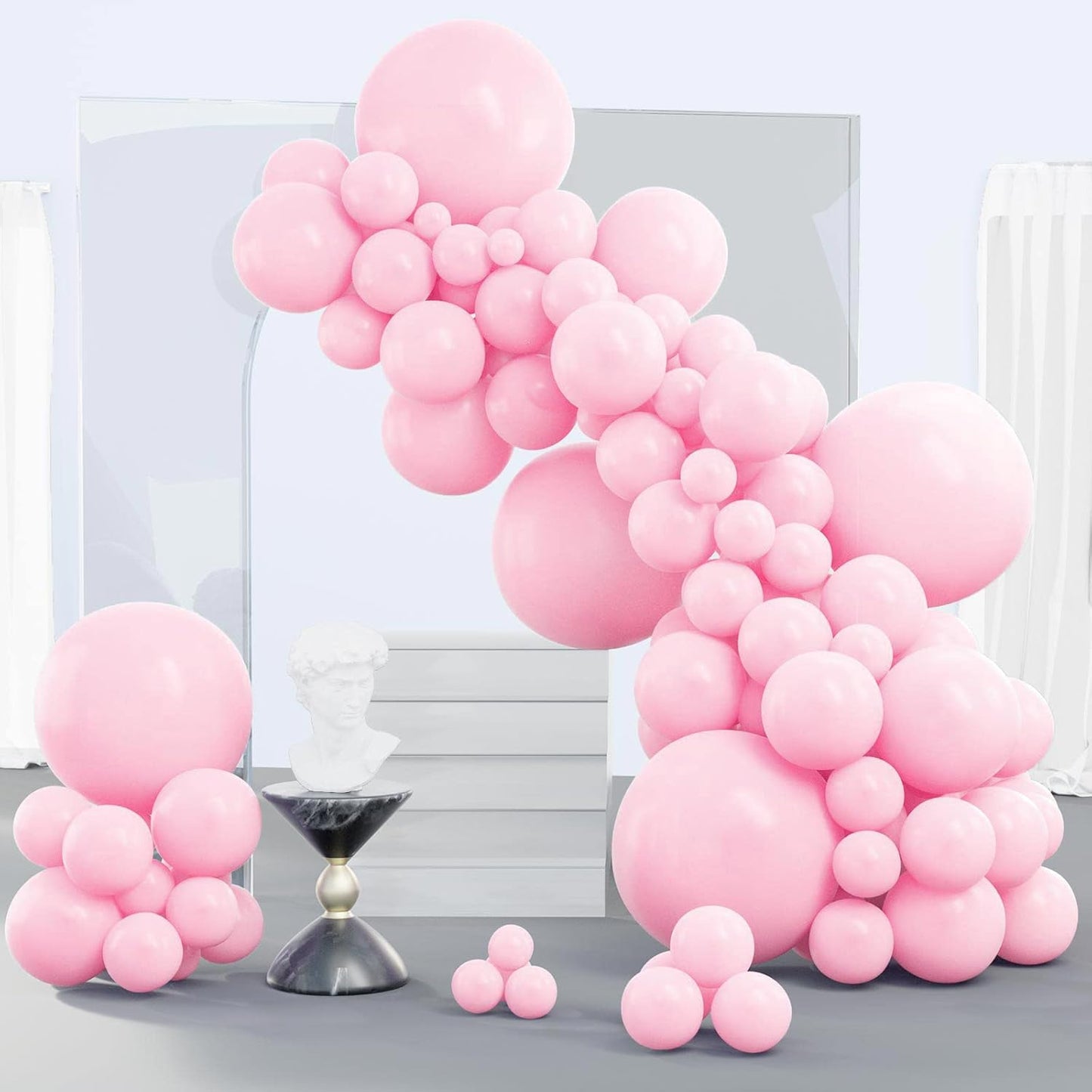 PartyWoo White & Pastel Pink Balloons - 280 Pcs for Stunning Celebrations