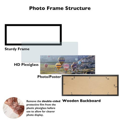 JCJMY 13.5x40 Picture Frame Black for Poster Photo Panoramic Picture, Horizontal and Vertical Formats for Wall Hanging, 13.5 x 40 inch Wall Gallery Photo Frame for 13.5 by 40 Photos Posters,Black