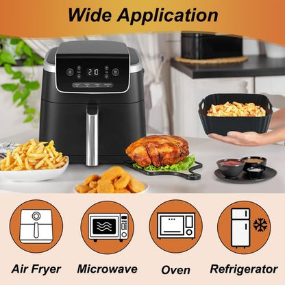 BYKITCHEN Air Fryer Silicone Liners - 8.5in Square Set of 2 for Ninja & Cosori 4.5-6.5 QT Air Fryers