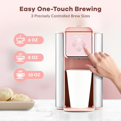 Mecity Coffee Maker - 3-in-1 Single Serve Machine for Ground & Capsule Coffee | 50 Oz Reservoir, Pink
