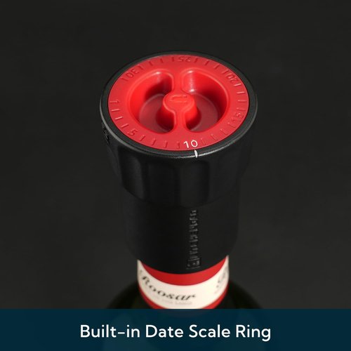 KITCHENDAO Magnetic Wine Stopper, Double-Layer Secure Seal with Date Marker, Twist -Lock Design Reusable Wine Bottle Stopper Sealer, Fits Most Wine Bottles Including Screw Top, Set of 2