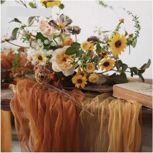 Joanlody Terracotta Cheesecloth Table Runner - 10Ft Rustic Boho Decor for Spring & Easter Events