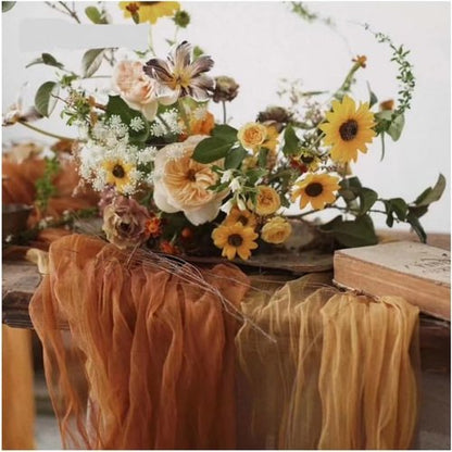 Joanlody Terracotta Cheesecloth Table Runner - 10Ft Rustic Boho Decor for Spring & Easter Events