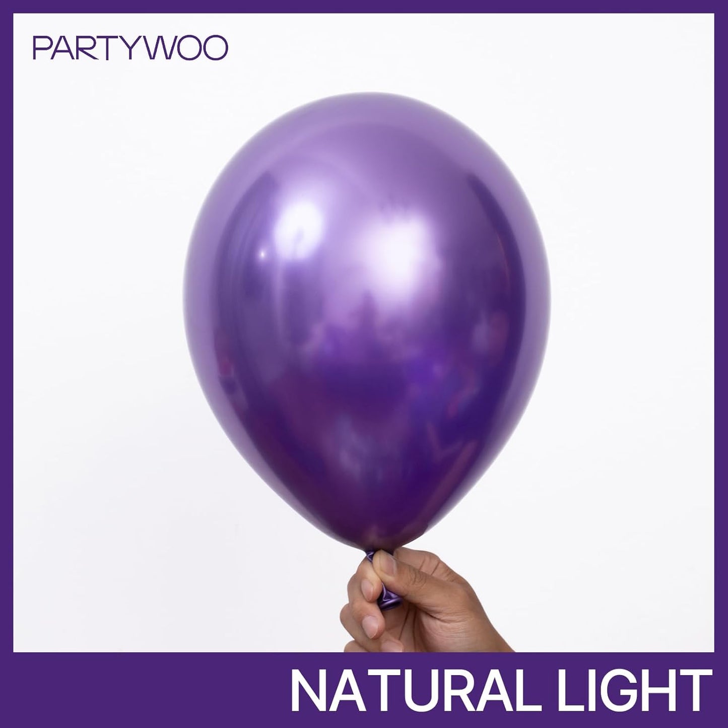 PartyWoo Metallic Purple Balloons - 100pcs Chrome Balloon Arch Kit for Graduation & Birthday Decor | 18", 12", 10", 5" Sizes