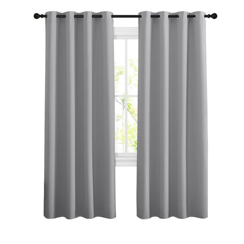 NICETOWN Blackout Silver Grey Living Room Curtains - Grommet Solid Thermal Insulated Sound Reducing Room Darkening Privacy Doorway Curtains for Bedroom (2 Panels, W52 x L78)