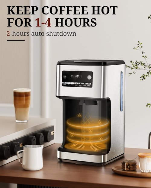 Kismile 14-Cup Programmable Coffee Maker - Stainless Steel, Self-Cleaning, Timer & Reusable Filter