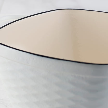 Prisma 7 Qt Enameled Cast Iron Covered Square Dutch Oven (White)