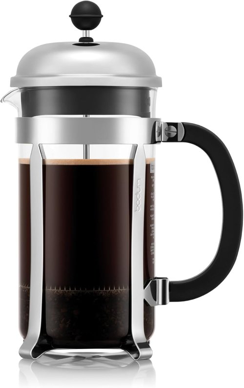 Bodum 34oz Chambord French Press Coffee Maker - High-Heat Borosilicate Glass & Polished Stainless Steel