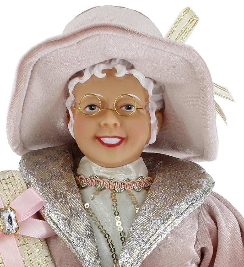 Windy Hill 16-Inch Whimsical Mrs. Claus Holiday Decor - Rose Gold Finish