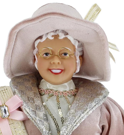 Windy Hill 16-Inch Whimsical Mrs. Claus Holiday Decor - Rose Gold Finish