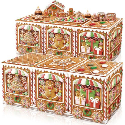 Christmas Gingerbread Train Tablecloth Set - 6 ft Holiday Party Decor Variation of 2 / Train