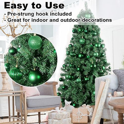 Emerald Green Christmas Ornaments Set of 18 - 3.2 Inch Shatterproof Holiday Decorations, Variation: 3.2" 18PCS / Emerald Green