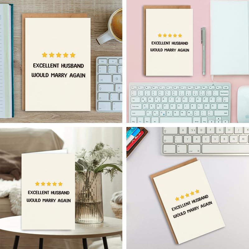 Thank You Card for Husband - 5 Star Would Marry Again Funny Anniversary Card from Wife - Humorous Gift for Him - Variation of 5 Star Husband