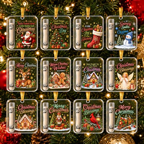 12 Pcs Christmas Cash Gift Ornament Acrylic Holiday Money Holder - Variation of THIS listing