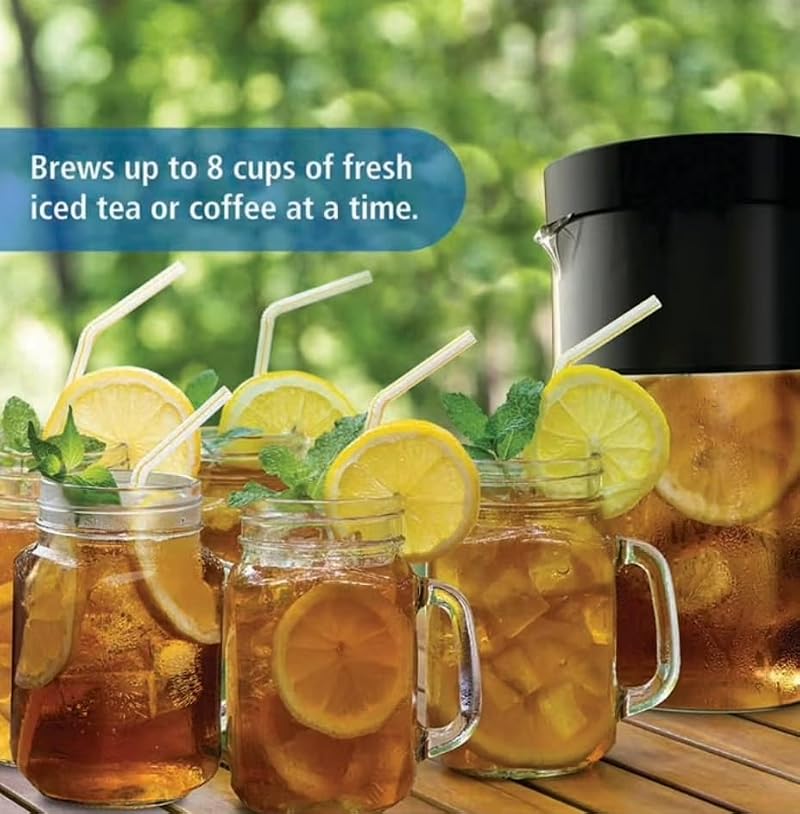2-Quart Iced Tea & Coffee Maker - 8-Cup Capacity, Fast Brew, Adjustable Strength