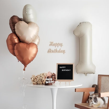 Skiennix 40-Inch Cream Heart Balloon - Beige & Tan Foil Number 1 for 1st Birthday & Baby Shower Decor