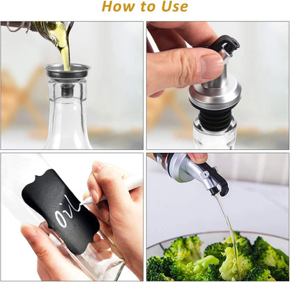YULEER Olive Oil Bottle Dispenser, 6 Pack 17oz / 500ml Glass Oil and Vinegar Dispenser Bottles for Kitchen with Airtight Nozzle Plug & Pouring Spouts