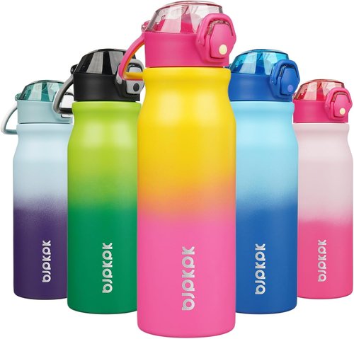BJPKPK 25oz Insulated Water Bottle - Stainless Steel Thermal Flask with Straw & Leak Proof Design | Rainbow