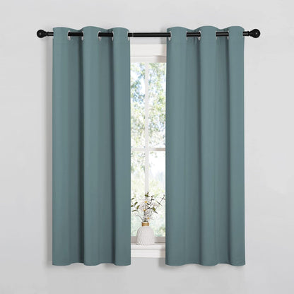 NICETOWN Blackout Curtains - Noise Reducing Thermal Insulated Drapes for Small Windows | Greyish Blue, 2 Panels (W34 x L54-Inch)