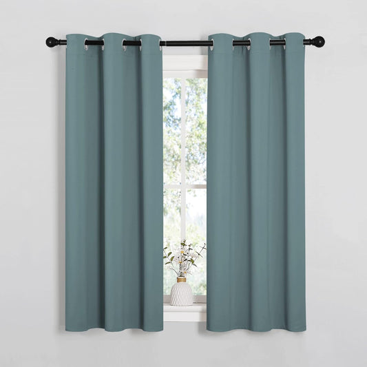 NICETOWN Blackout Curtains - Noise Reducing Thermal Insulated Drapes for Small Windows | Greyish Blue, 2 Panels (W34 x L54-Inch)