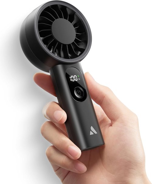 Aecooly Portable Handheld Fan - Powerful USB Rechargeable Mini Fan | 10H Max Cooling Time - Black