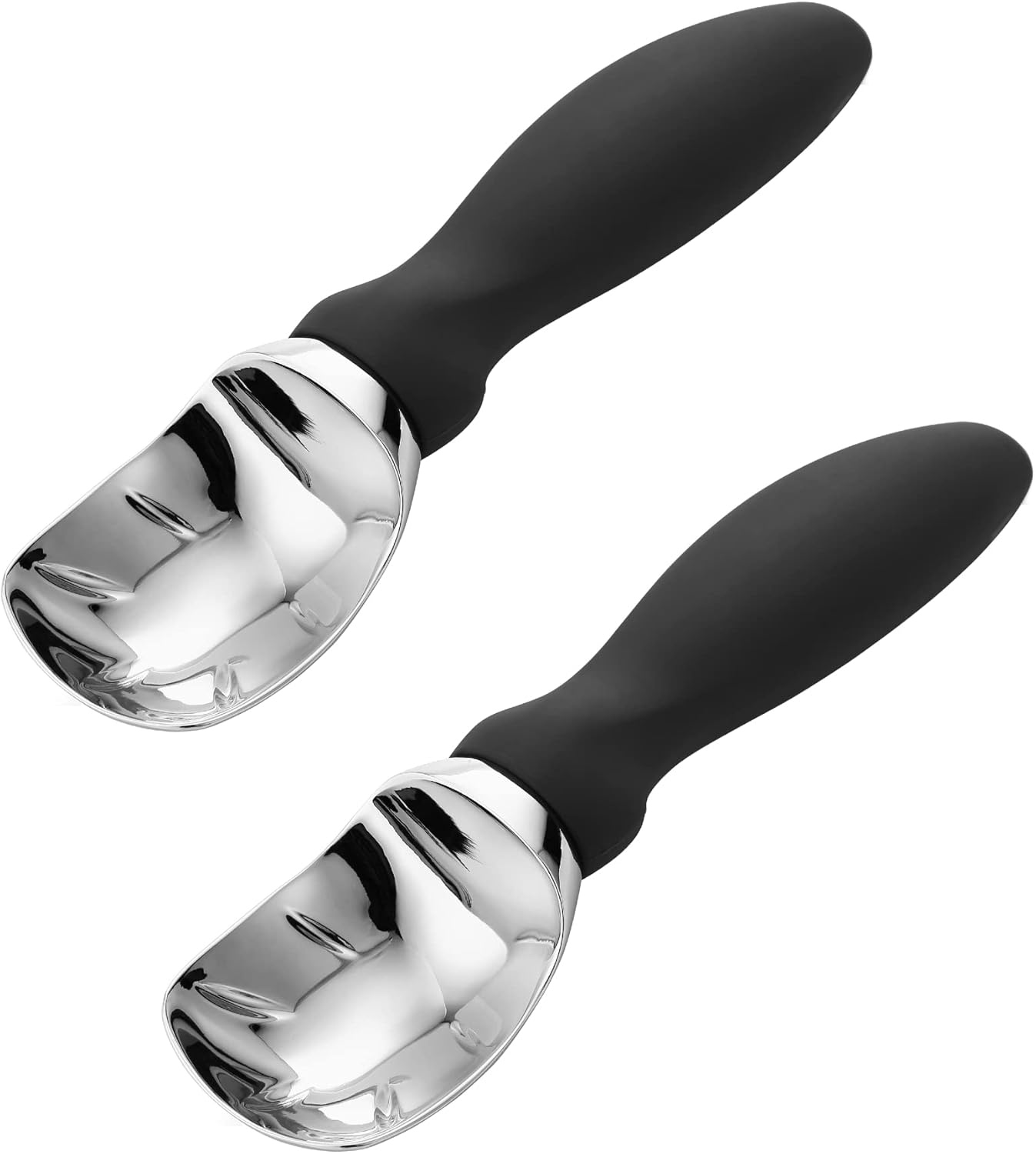 Spring Chef Ice Cream Scoop - Professional Heavy Duty Sturdy Scooper with Soft Grip Handle | 2 Pack, Black