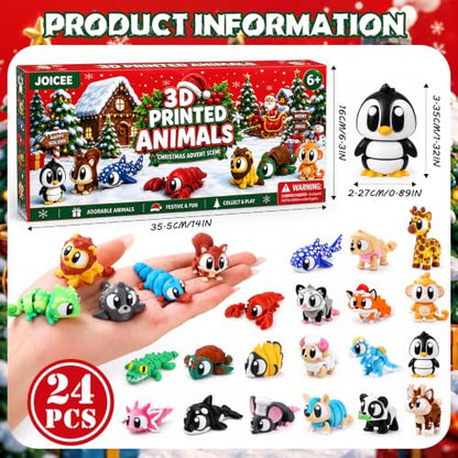JOICEE 2026 Christmas Advent Calendar with Mini 3D Animal Toys - Red