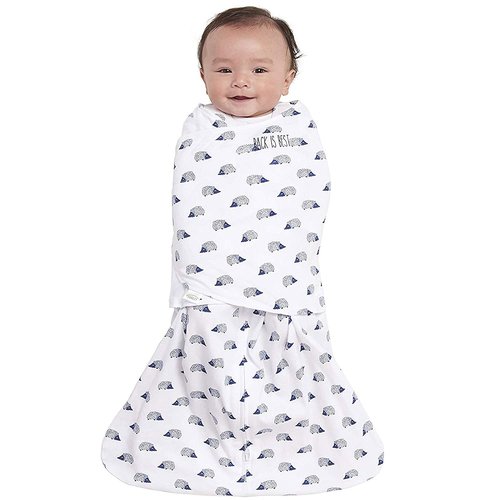 HALO Sleepsack Swaddle - 100% Cotton Wearable Blanket, 3-Way Adjustable, Navy Hedgehog, Newborn 0-3 Months