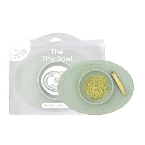 ezpz Tiny Bowl - Sage 100% Silicone Suction Bowl for Infants | Perfect for Baby-Led Weaning