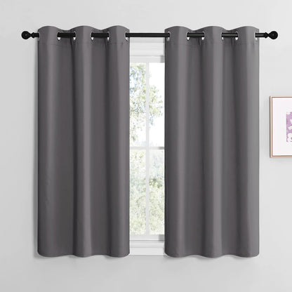 NICETOWN Blackout Curtains - Thermal Insulated Drapery Panels | Solid Ring Top, Gray, 42 x 50 Inches (Set of 2)