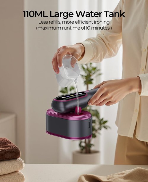 YOZLNFO Travel Steamer for Clothes Adequate Portable: 2-in-1 Mini Handheld Garment Steamer Iron - 15s Heat Up & 5 Adjustable Steam - Large Ceramic Panel - 110-120V