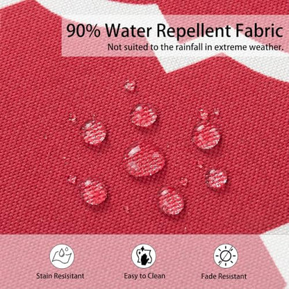 Outdoor Indoor Cushion Cover Replacement 2 Pack Water-Resistant Red Geometry 20x18x4 Inch