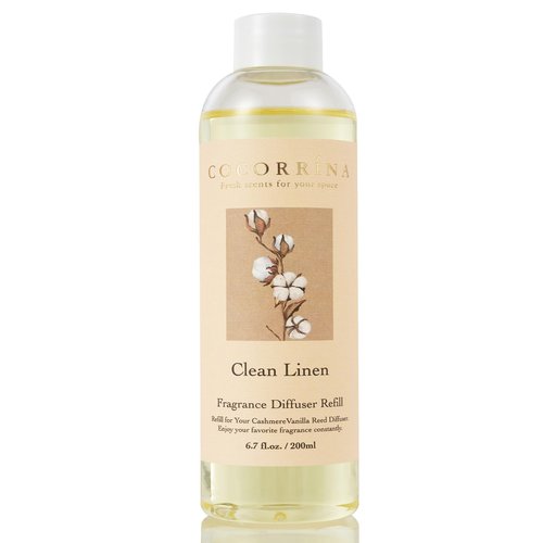 Cocorrína Reed Diffuser Refill - Clean Linen 6.7 oz. Scented Oil for Reed Diffuser Home Fragrance for Bedroom, Bathroom Home Decor