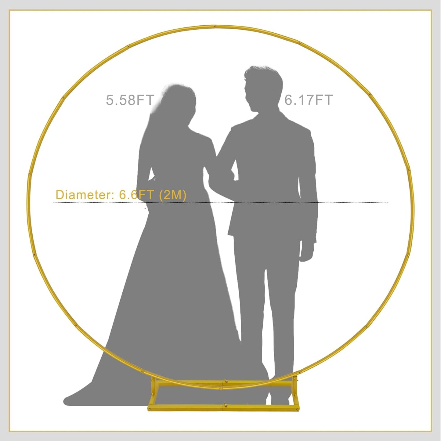 Skiennix 6.6ft Round Backdrop Stand - Stable Balloon Arch Frame with Cameo Brown Cover for Weddings & Events
