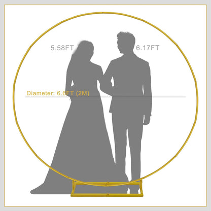 Skiennix 6.6ft Round Backdrop Stand - Stable Balloon Arch Frame with Cameo Brown Cover for Weddings & Events