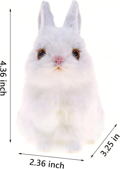 GUDVES Mini Realistic Plush Rabbit Toy - Lifelike Easter Bunny Decoration, White
