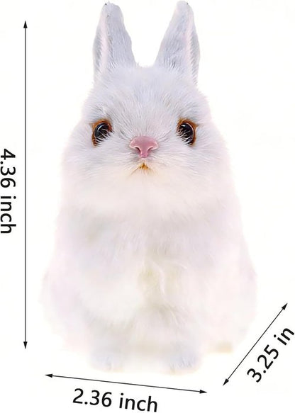 GUDVES Mini Realistic Plush Rabbit Toy - Lifelike Easter Bunny Decoration, White