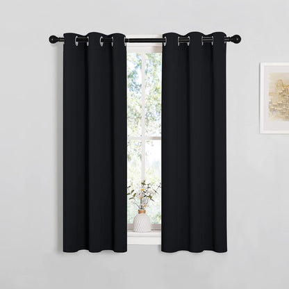 NICETOWN Blackout Curtains - Thermal Insulated Drapery Panels for Living Room | 2 Panels, 29" x 45", Black