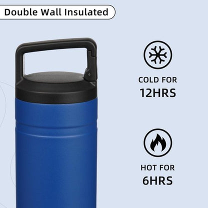 BJPKPK Insulated Water Bottle - 20 oz Double Wall Stainless Steel Tumbler with 2 Lids | Sapphire Blue