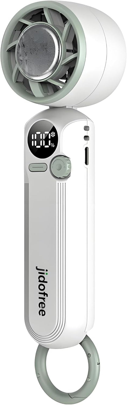 Skiennix Handheld Mini Fan - Portable Rechargeable Turbo Fan With Ice Cooler & Adjustable Speed | Foldable Hook & Lanyard